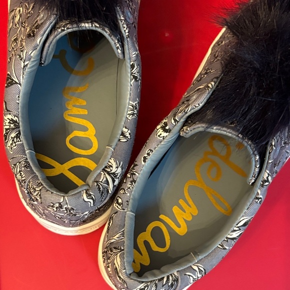 SAM EDELMAN LEYA DUSTY BLUE LEAF PRINT LACELESS SLIP ON SNEAKER sz 8 - Picture 4 of 9